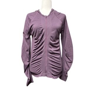Athleta Purple Sparkle Ruched Full Zip Hoodie Athletic Jacket Women's Size L